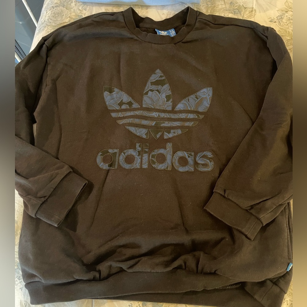 Adidas Black Sweatshirt with Floral Logo
